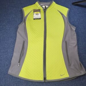 Nike NWT Sphere Thermal Golf Vest Women's Size S Green Grey Full Zip Sleeveless